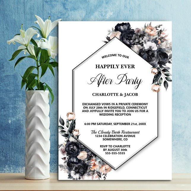 Invitación Recepción de bodas de Elopement Geométrico Floral  (Subido por el creador)