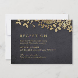 Invitación Recepción de bodas de encaje vintage elegante y do