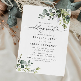 Invitación Recepción de bodas de eucalipto rústico