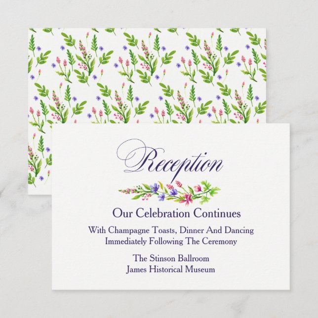 Invitación Recepción de bodas de flores de verano (Anverso / Reverso)