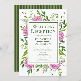 Invitación Recepción de bodas de hidrangea rosada