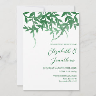 Invitación Recepción de bodas de hojas botánicas rústicas