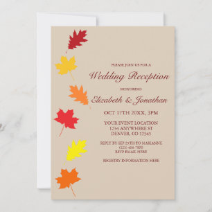 Invitación Recepción de bodas de hojas de otoño