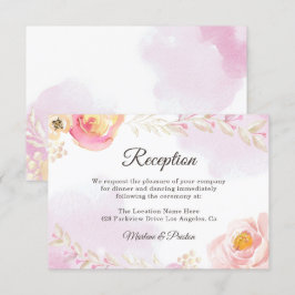 Invitación Recepción de bodas de jardín floral rosa y dorado 