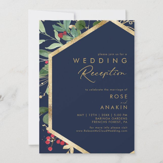 Invitación Recepción de bodas de la Marina de Verdor de Navid (Anverso)
