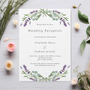Invitación Recepción de bodas de lujo violeta y verde lavanda