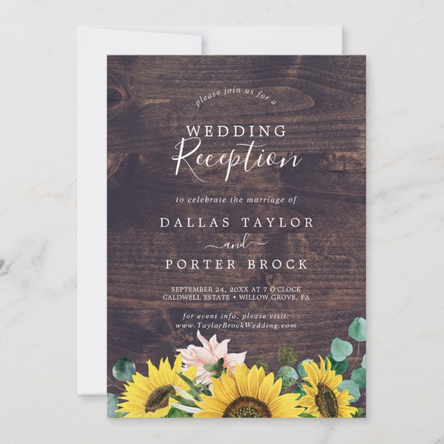 Invitación Recepción de bodas de madera con eucalipto de gira (Anverso)