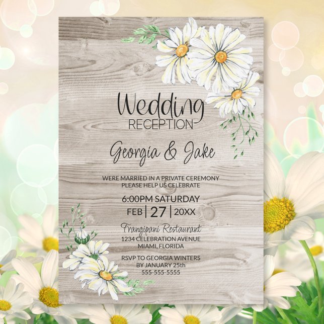 Invitación Recepción de bodas de madera rústica blanca (Subido por el creador)