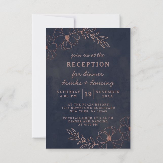 Invitación Recepción de bodas de Moda de Relieve metalizado d (Anverso)