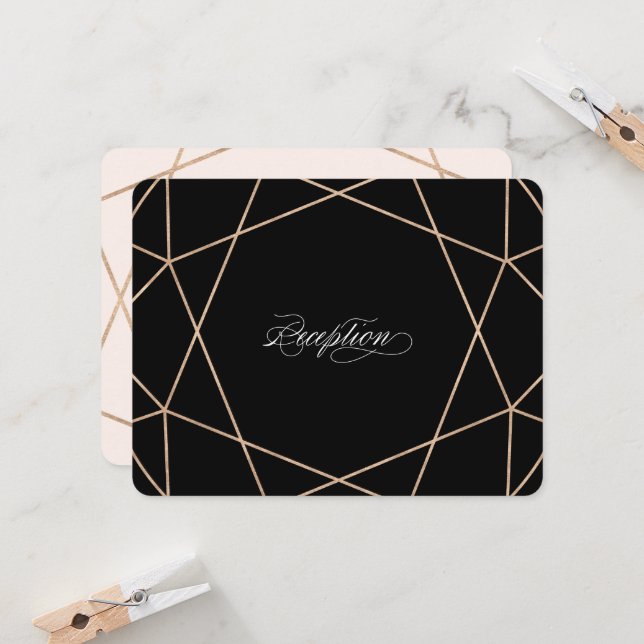 Invitación Recepción de bodas de Moda geométrica Diamond Gems (Anverso/Reverso In Situ)