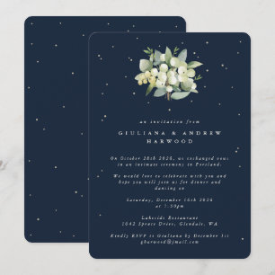 Invitación Recepción de bodas de nevada y eucalipto de la mar