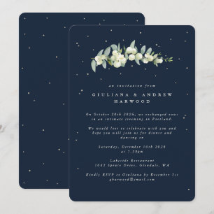 Invitación Recepción de bodas de nevada y eucalipto de la Mar