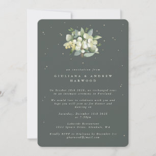 Invitación Recepción de bodas de nieve verde + eucalipto