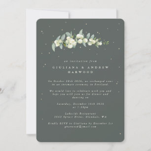 Invitación Recepción de bodas de nieve verde gris + eucalipto