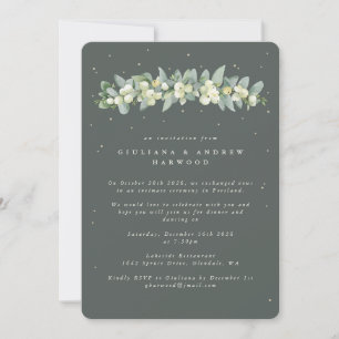 Invitación Recepción de bodas de nieve verde gris + eucalipto