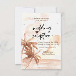 Invitación Recepción de bodas de palmas tropicales rusticas