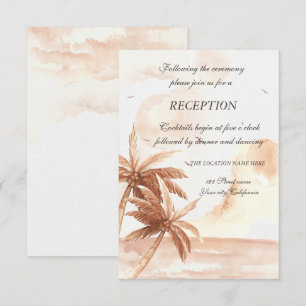 Invitación Recepción de bodas de palmas tropicales rusticas