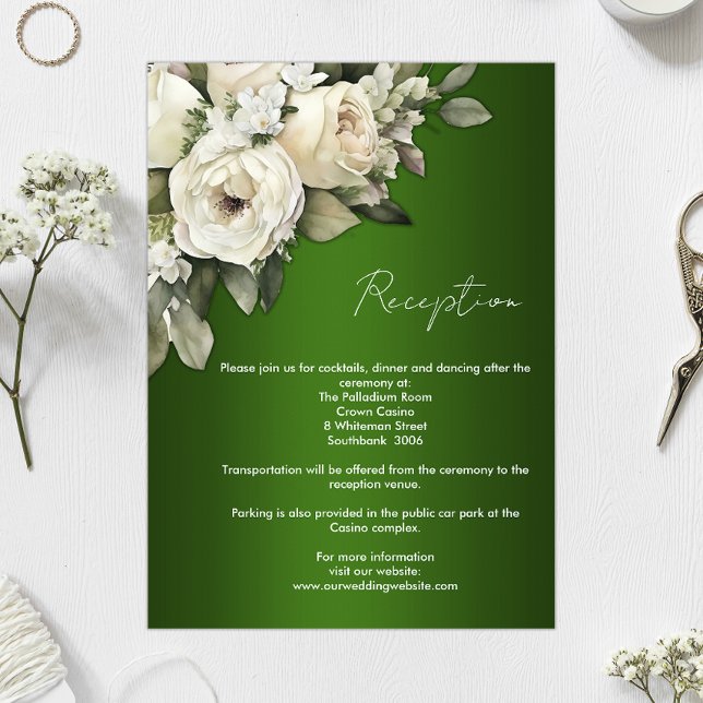 Invitación Recepción de bodas de Rosas de Emerald Green y Boh (Subido por el creador)