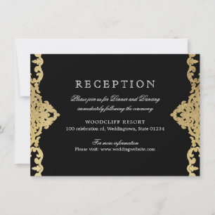 Invitación Recepción de bodas en negro y oro elegante