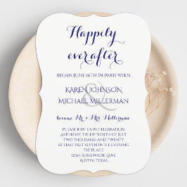Invitación Recepción de bodas felizmente azul de medianoche