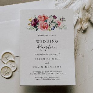 Invitación Recepción de bodas florales de verano con colorido