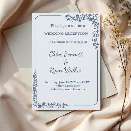 Invitación Recepción de bodas florales monocromáticas rustica