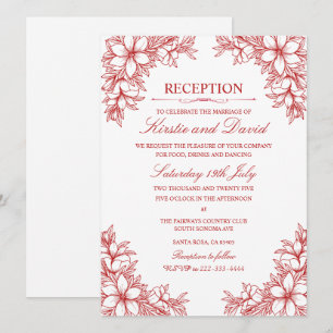 Invitación Recepción de Bodas Florales Ornadas Rojas