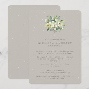 Invitación Recepción de bodas Greige Snowberry+Eucalyptus
