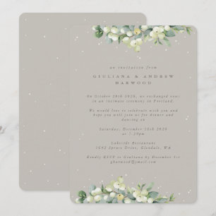 Invitación Recepción de bodas Greige Snowberry+Eucalyptus