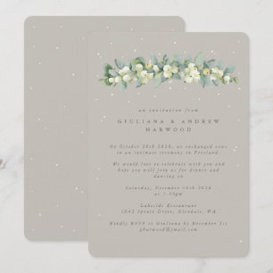 Invitación Recepción de bodas Greige Snowberry+Eucalyptus