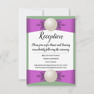 Invitación Recepción de bodas Lilac y Sage Green Pearl Ribbon
