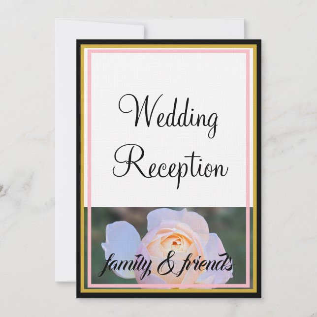 Invitación Recepción de bodas monograma Rosas rosadas Pastel (Anverso)