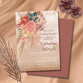 Invitación Recepción de bodas Pampas Grass Terracotta Boho