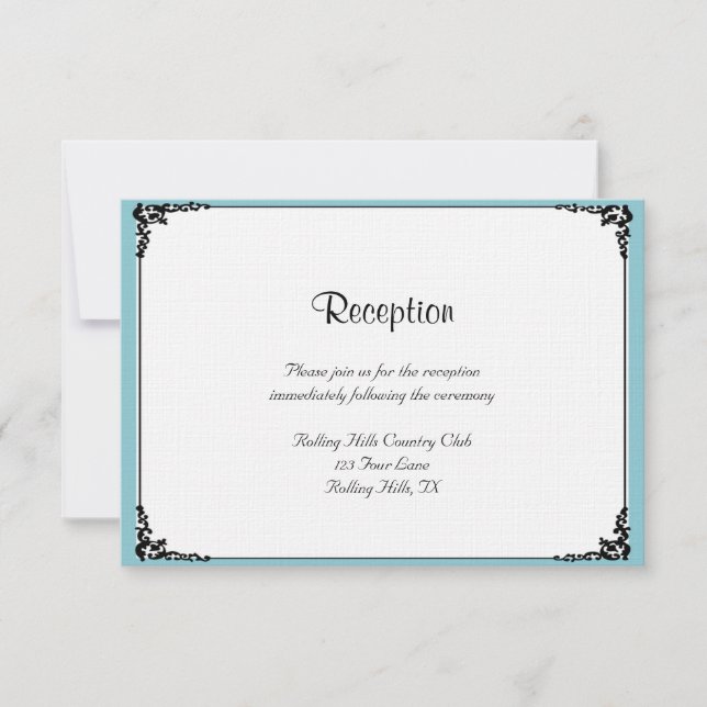 Invitación Recepción de bodas Robin Egg Blue Posh (Anverso)
