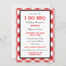 Invitación Recepción de Bodas Rustic Red Gingham I Do BBQ