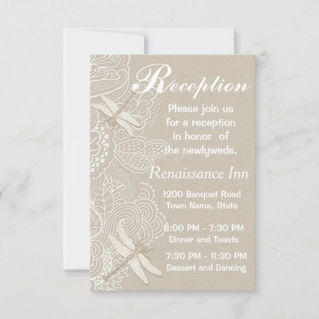 Invitación Recepción de Bodas Rústicas en Burlap y Lace (Anverso)