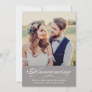 Invitación Recepción de Caligrafía Gris de Peltre Pulido