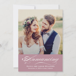 Invitación Recepción de Caligrafía Romántica Polvo de Rosa