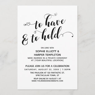 Invitación Recepción de Caligrafía "To Have & To Hold Hearts"