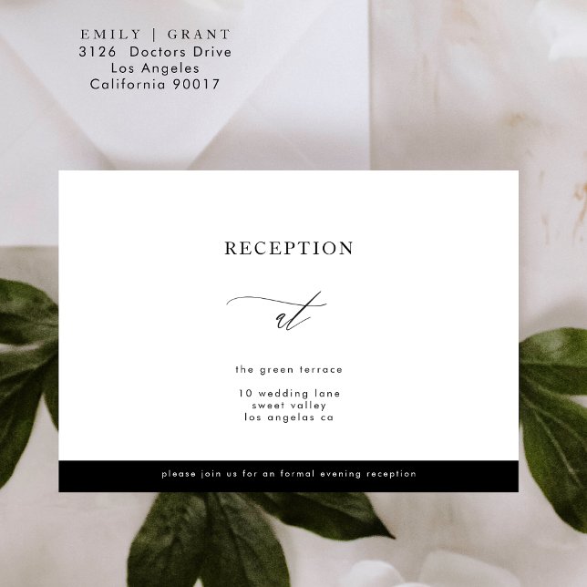 Invitación Recepción de Calli sencilla en blanco y negro (Subido por el creador)