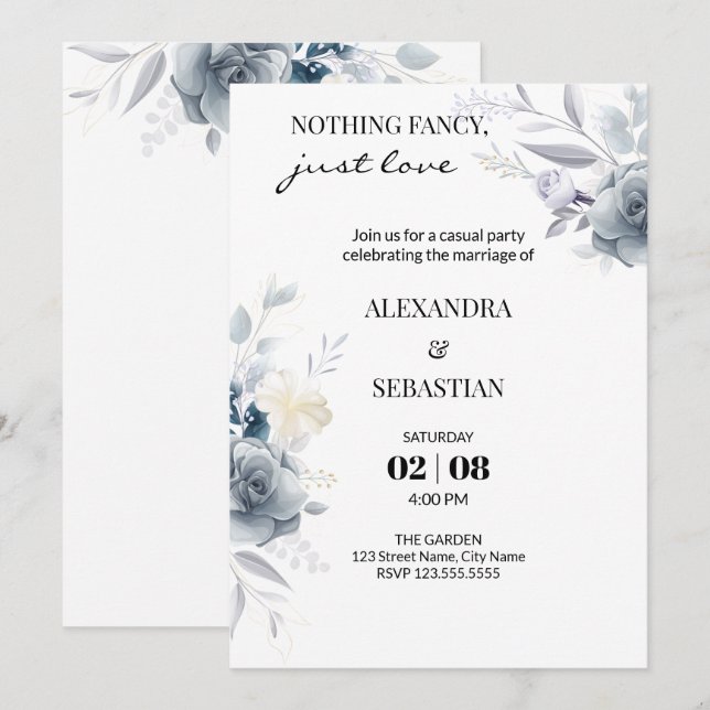 Invitación Recepción de casamiento de flor (Anverso / Reverso)
