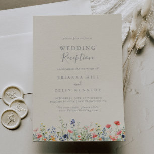 Invitación Recepción de casamiento de flores silvestres multi