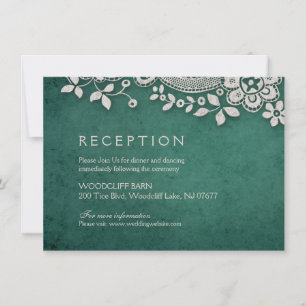 Invitación Recepción de casamiento rústico de encaje esmerald