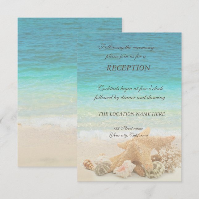 Invitación Recepción de casetas de bodas de playa (Anverso / Reverso)