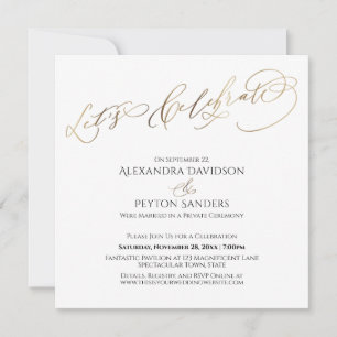 Invitación Recepción de Celebración con Caligrafía Dorada Ele