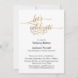 Invitación Recepción de Celebración con Caligrafía Dorada Ele