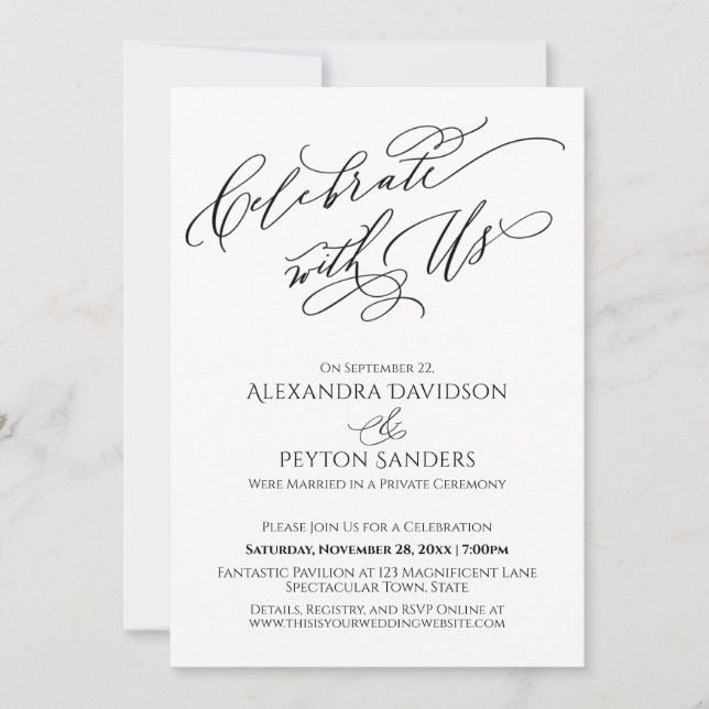 Invitación Recepción de Celebración con Elegant Script (Anverso)
