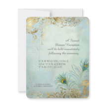 Recepción de Cena Plumas de Pavo Real Boda Elegant