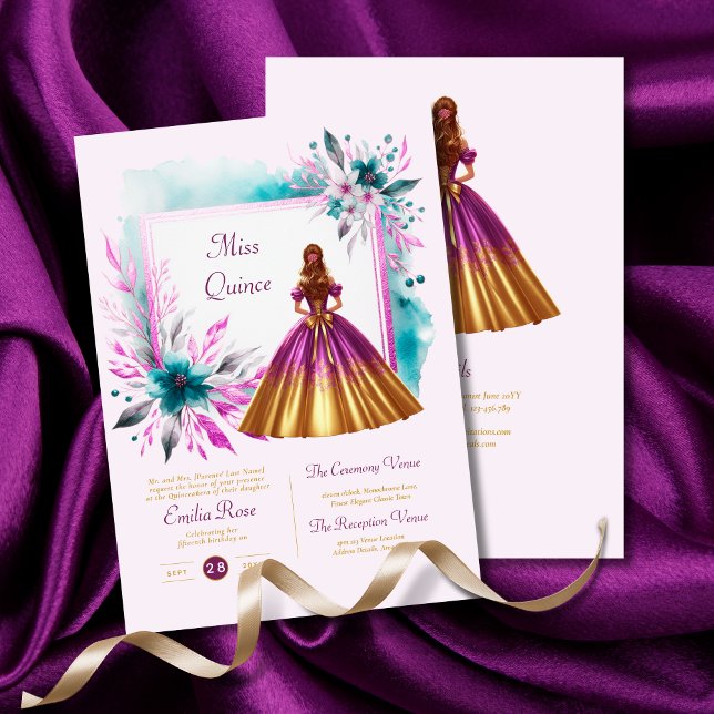 Invitación Recepción de ceremonia de quinceanera Verde azulad (Subido por el creador)