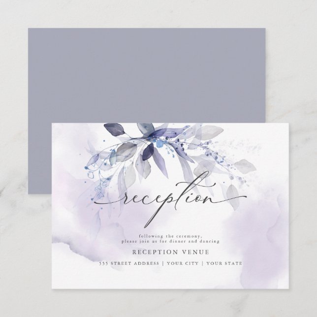 Invitación Recepción de color de agua violeta rústica (Anverso / Reverso)